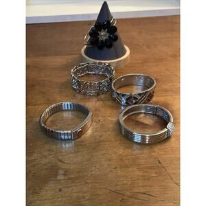 Lot Of Estate Bracelets. Silver Toned (5)